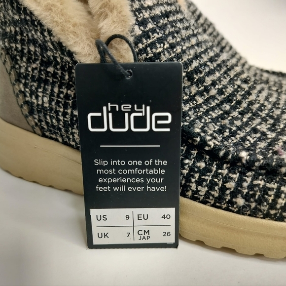 HEY DUDE Denny Tan Ankle Booties Wool Tweed Women's Moc Faux Shearling Lining - Picture 14 of 16